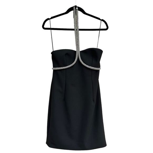 Area Crystal Rope Halter Dress Black - Picture 4 of 11
